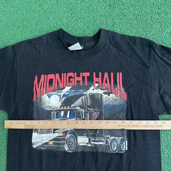 Vtg 90s Midnight Haul Country American Trucker Big Rig Semi Truck T-shirt M - Picture 5 of 7